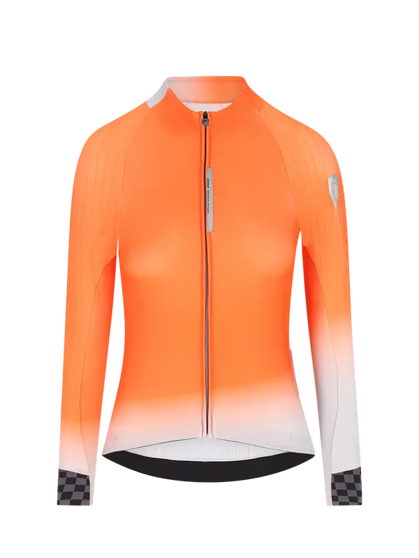 Akční Cena Q36.5 Gregarius Hybrid Collar fade long sleeve (Oranžová) - Cyklistický dres Endorphin Republic