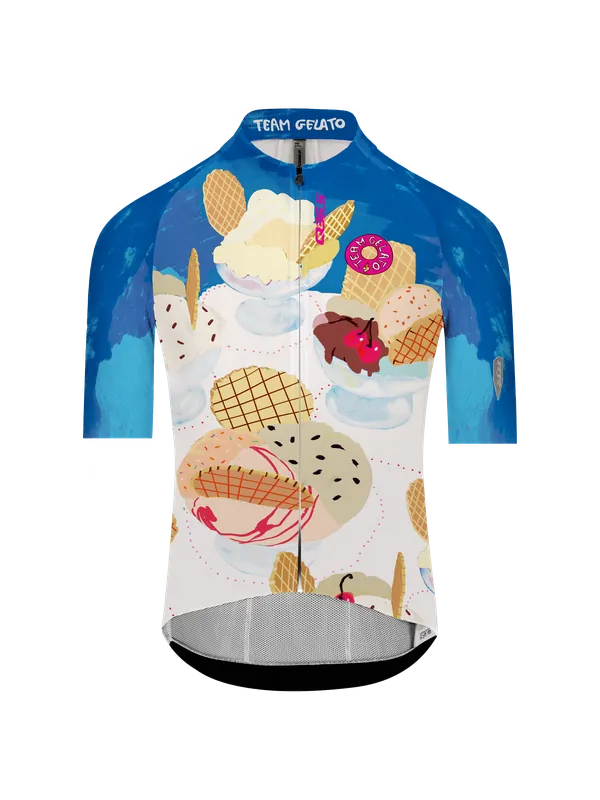 Q36.5 Gregarius Pro Team Gelato Jersey (Bílá) - Pánský cyklistický dres Endorphin Republic Nejlepší Volba