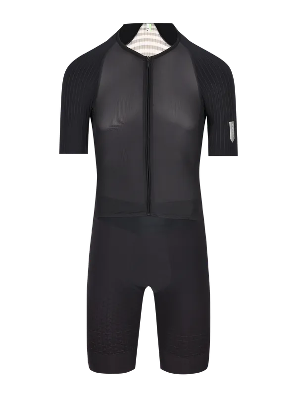 Q36.5 TRI Short Sleeve Skinsuit (Černá) - Pánská kombinéza na triatlon Endorphin Republic Speciální Cena