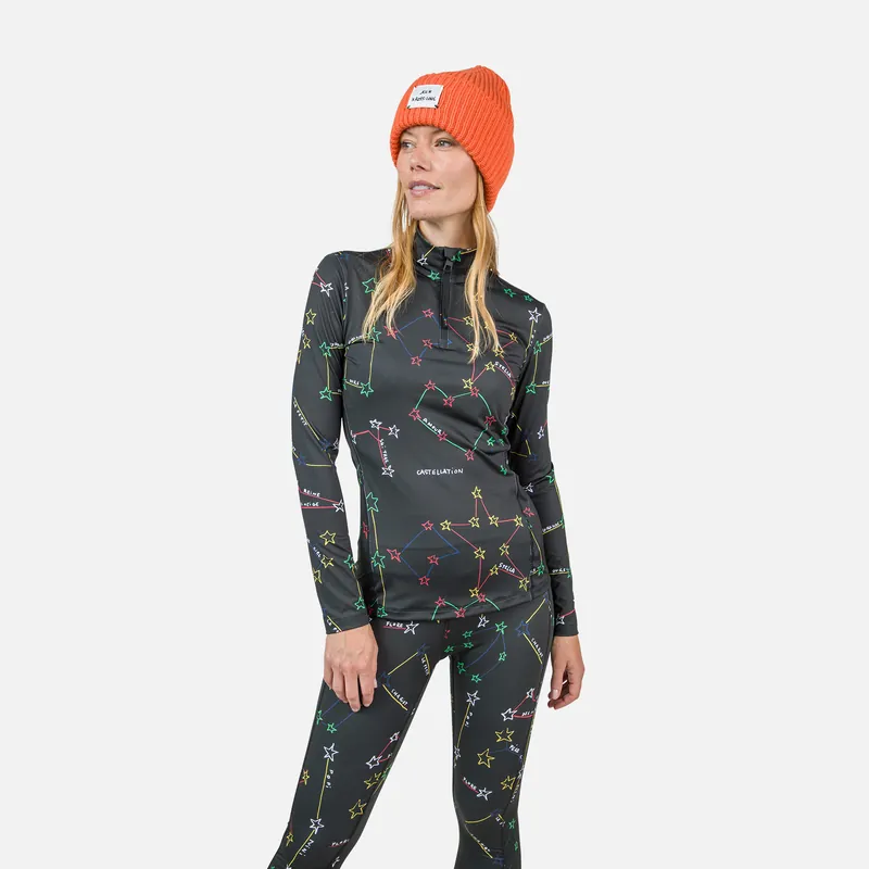 Rossignol W BOOSTER 1/2 ZIP TOP (Černá) - Dámské triko Endorphin Republic Zlevněný