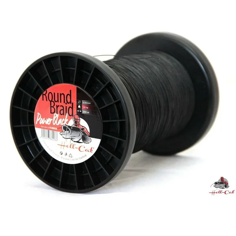 Hell-Cat Splétaná šňůra Round Braid Power Black 0,60mm (75,0kg) Metráž VÝPRODEJ Horká Nabídka