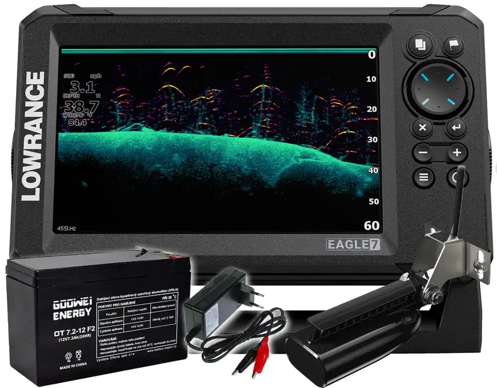 Rychlé Dodání LOWRANCE EAGLE 7 SE SONDOU 83/200 HDI + baterie a nabíječka ZDARMA