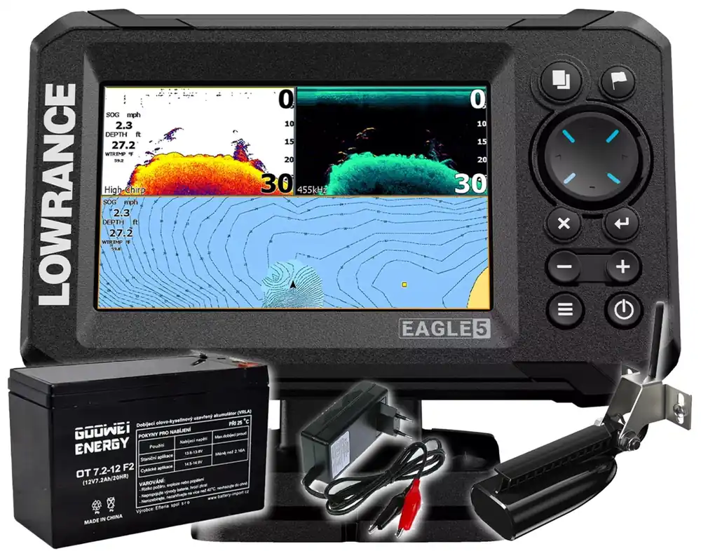 LOWRANCE EAGLE 5 SE SONDOU SPLITSHOT + baterie a nabíječka ZDARMA Přímo Od Výrobce