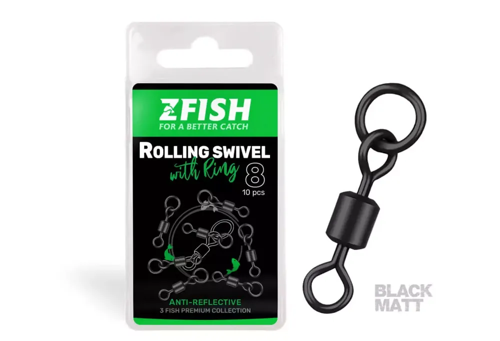 ZFISH Obratlík Rolling Swivel with Ring Black Matt vel.8/26Kg Levný