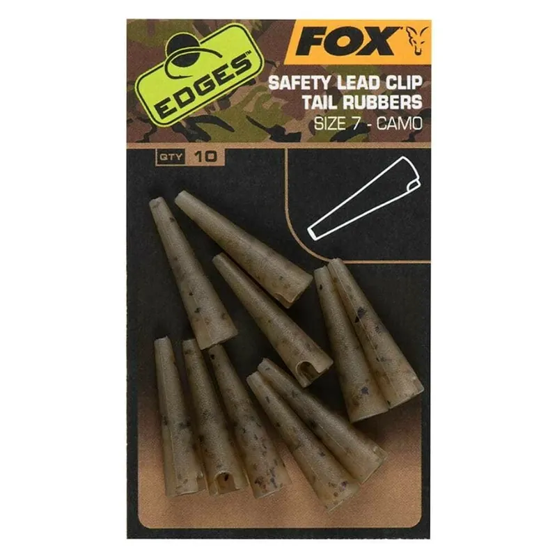 Fox Převleky Edges Camo Safety Lead Clip Tail Rubbers vel. 7, 10ks Vysoce Kvalitní