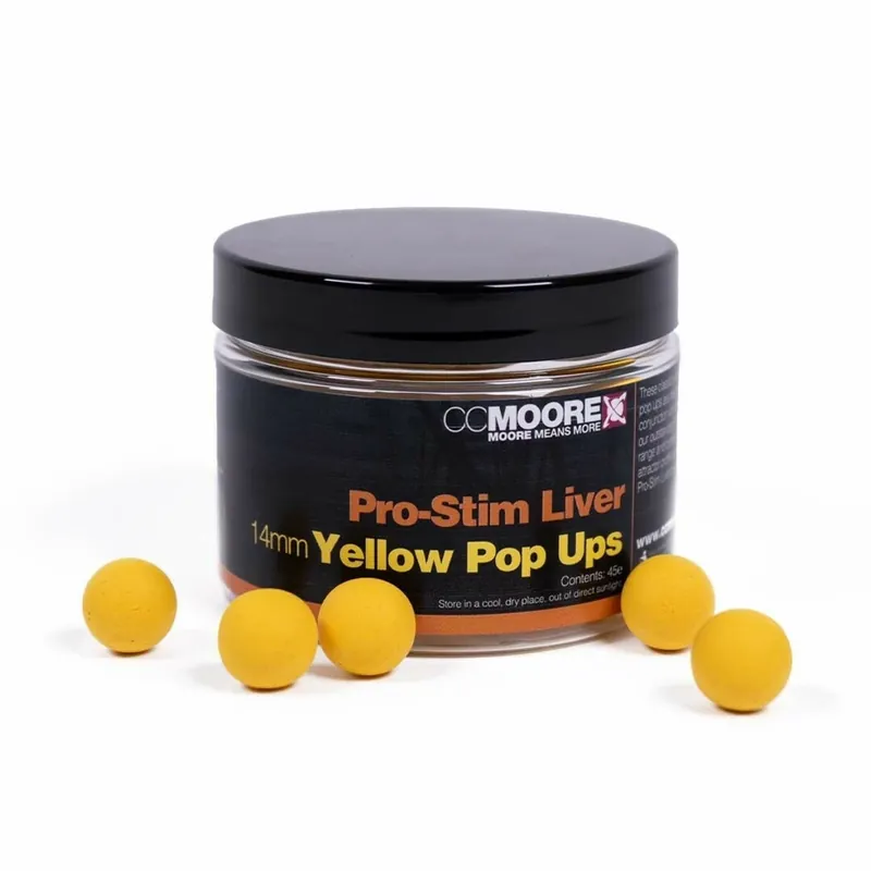 CC Moore Pro-Stim Liver - Plovoucí boilie žluté 14mm 45ks Výprodej