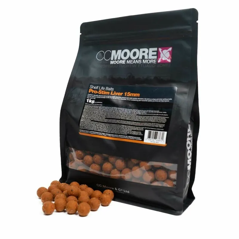 CC Moore Pro-Stim Liver - Trvanlivé boilie 15mm 1kg Zlevněný