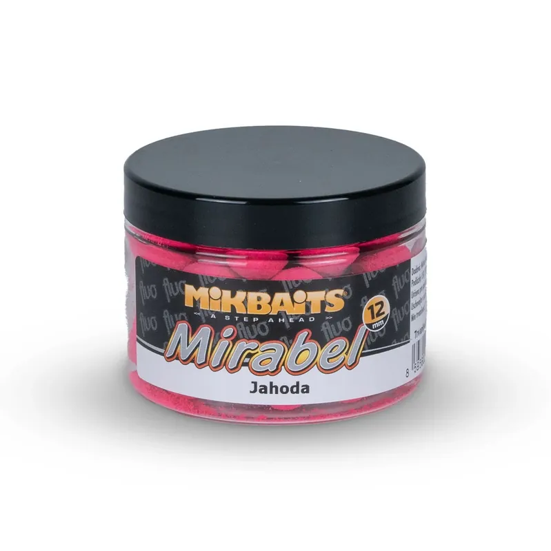 Novinka MIKBAITS Mirabel Fluo boilie 150ml - Jahoda 12mm