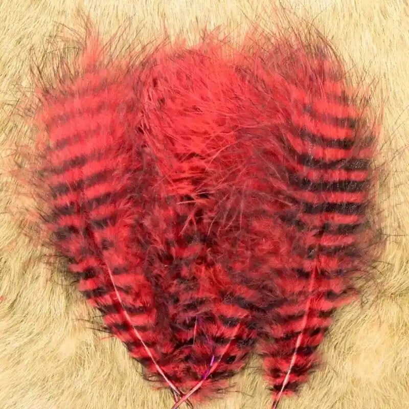 Hends GRIZZLY MARABOU - červená/černě pruhovaná Omezená Nabídka
