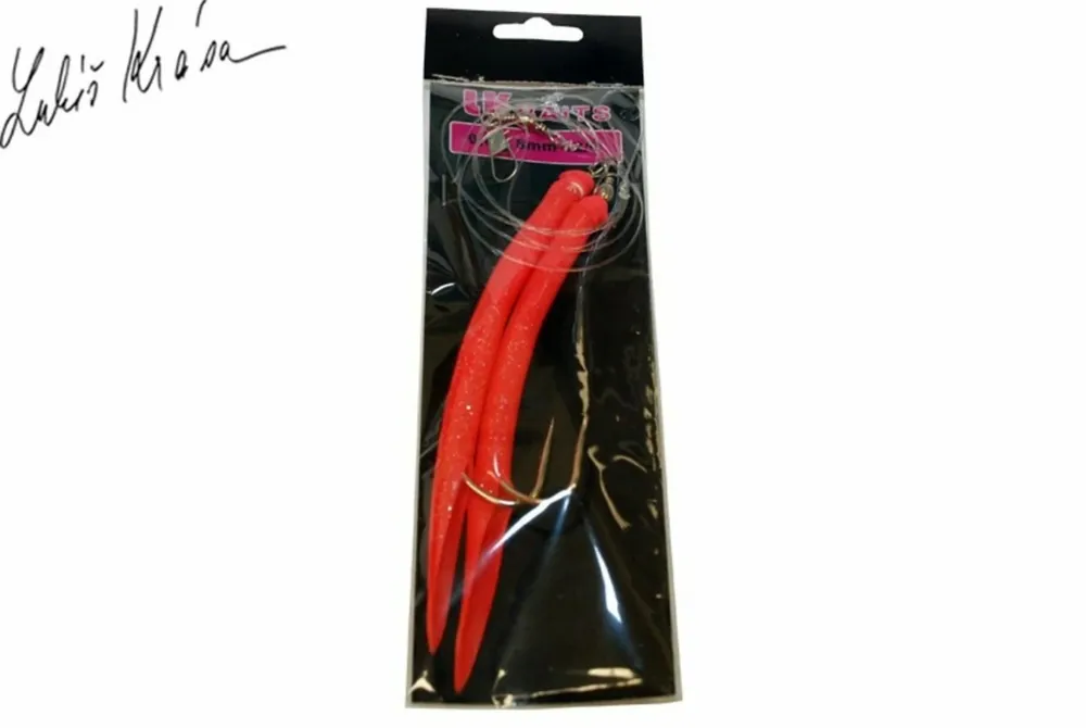 Oblíbený LK Baits návazec na tresky 12/0 14cm Glitter Lumino Red Lihgt/Světle Červený