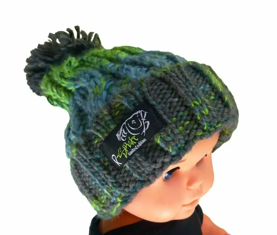 Aktuální R-SPEKT Dětský kulich MAXI PomPom beanie šedozelený