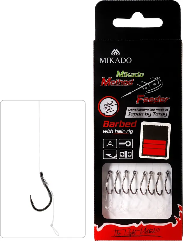 MIKADO NÁVAZEC - MF - S VLASEM - HÁČEK S PROTIHROTEM ČÍSLO 12 / VLASEC 0.23mm/10cm - 8 ks VÝPRODEJ Autentický