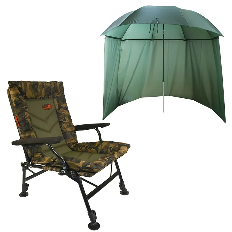 CARP EXPERT Comfort camo křeslo + deštník 250cm Nová Kolekce