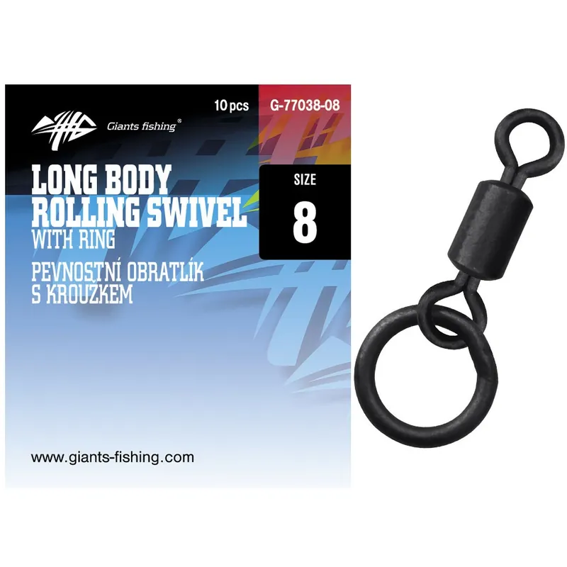 Giants fishing Pevnostní obratlík s kroužkem Long Body Rolling Swivel with Ring 10ks Ověřený