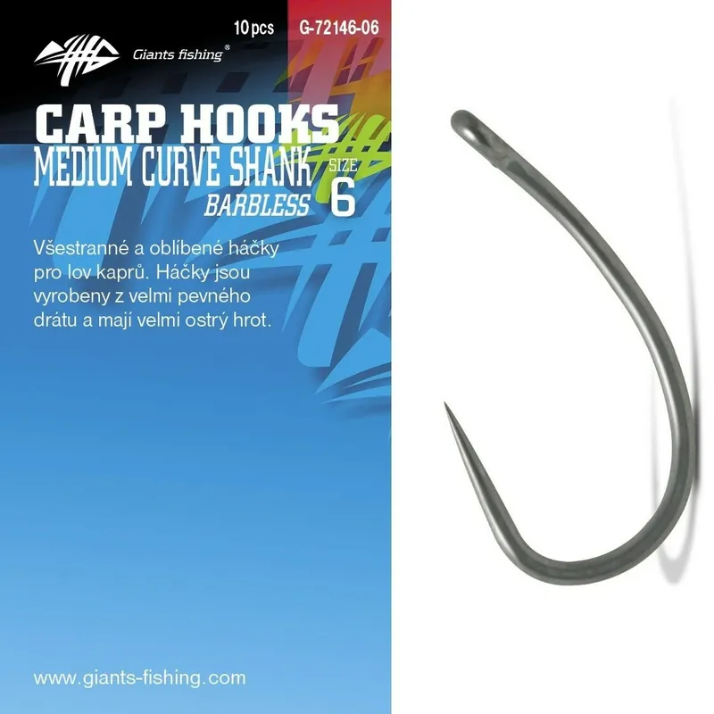 Časově Omezené Giants fishing Háček s očkem bez protihrotu Medium Curve Shank 10ks