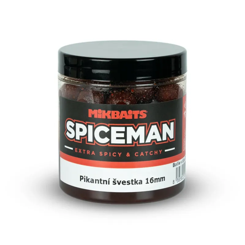 MIKBAITS Spiceman boilie v dipu 250ml - Pikantní švestka 16mm Akce