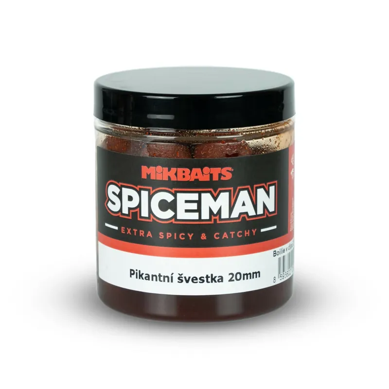 Časově Omezené MIKBAITS Spiceman boilie v dipu 250ml - Pikantní švestka 20mm