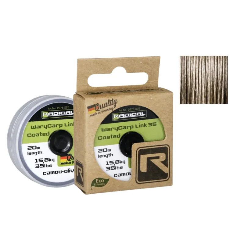 Radical Warycarp Link Coated 35 0,80 mm 15,8 kg 20 Meter camou-olive Finální Výprodej