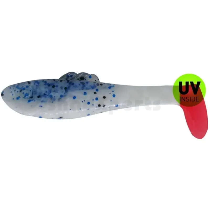Relax 8 cm (3") reinweiss / klar blau Glitter / Red Tail 3 Stück Cenově Výhodný