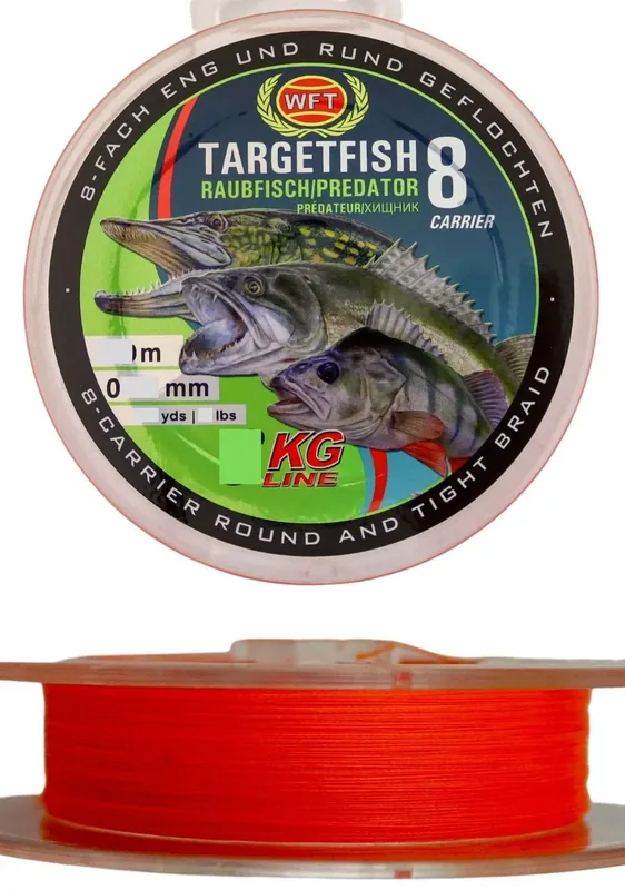 WFT Target Fish 8 Raubfisch 0,10 mm 150 m 7 kg Orange Expresní Doručení