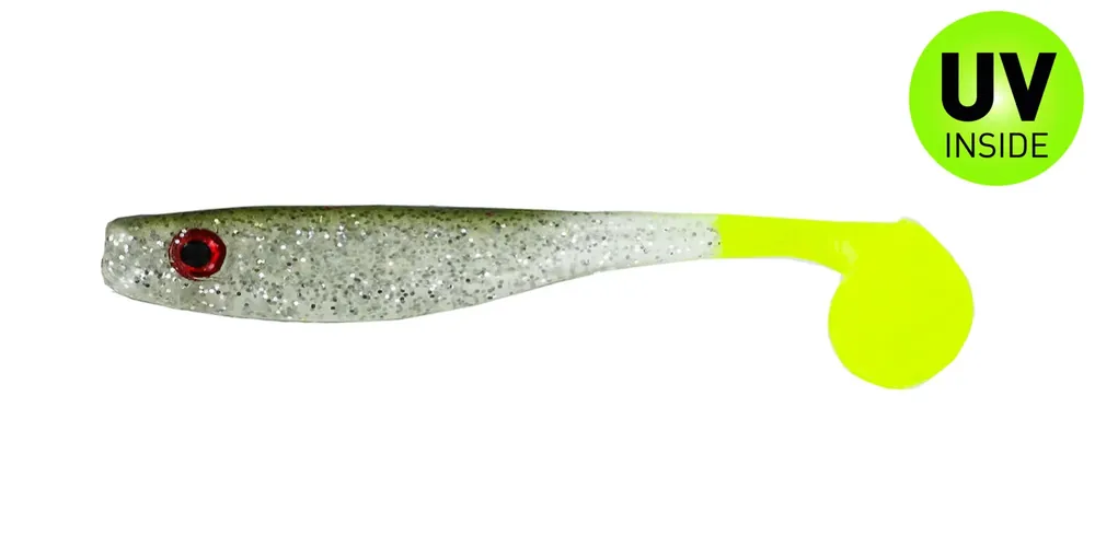 Akční Cena SX Suicide Shad 9 cm (3,5") Chicken on a Chain Glow 5 Stück