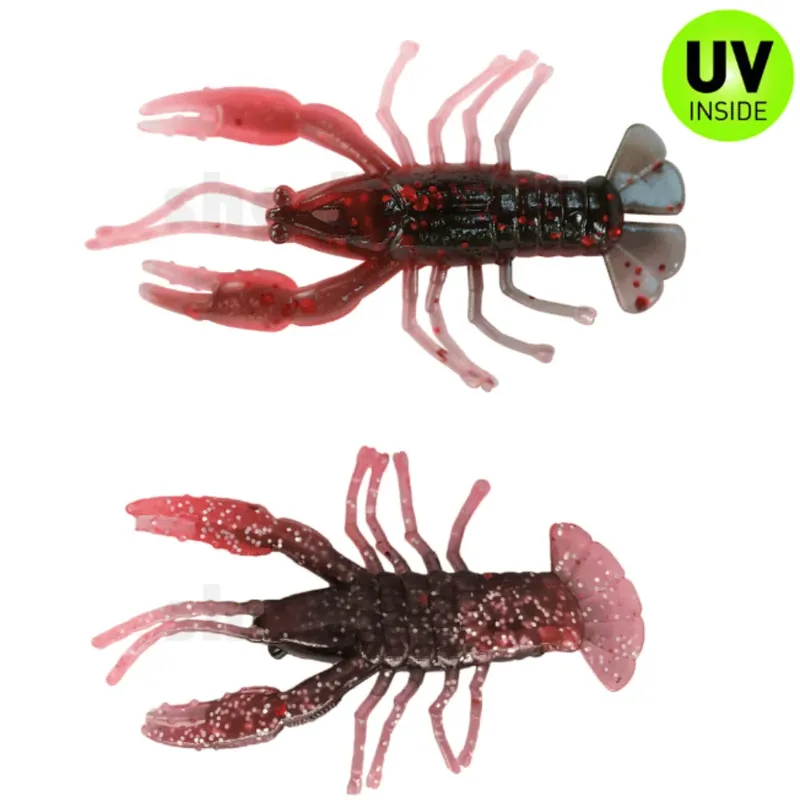 SX Baby Crawfish 6,5 cm (2") Blutrot Schwarz roter Glitter 5 Stück Sleva