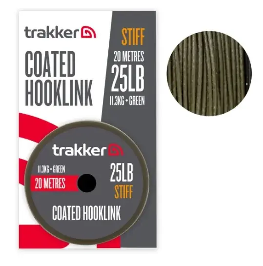 Jen Po Omezenou Doba Trakker Stiff Coated Hooklink 25 lbs 11,3 kg 20 Meter