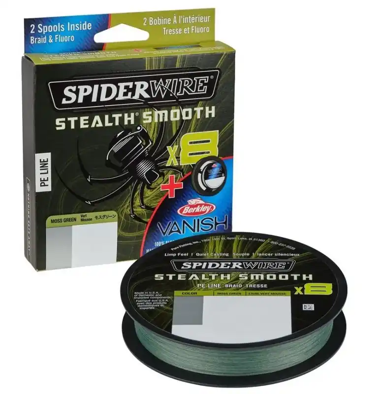 Spiderwire 8 Braid & Fluorocarbon Duo Spool System 0,19/0,45 mm 18,0/10 kg 150/50 m Green/Clear Víkendová Akce