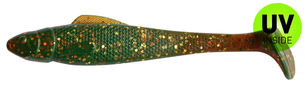Relax Ohio Shad 13 cm (5") Motoroil Gold Glitter 2 Stück Kup Teď