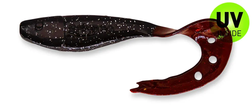 Sleva SX Sandra Shad 15 cm (6") Schwarz / Rot / Glitter 2 Stück