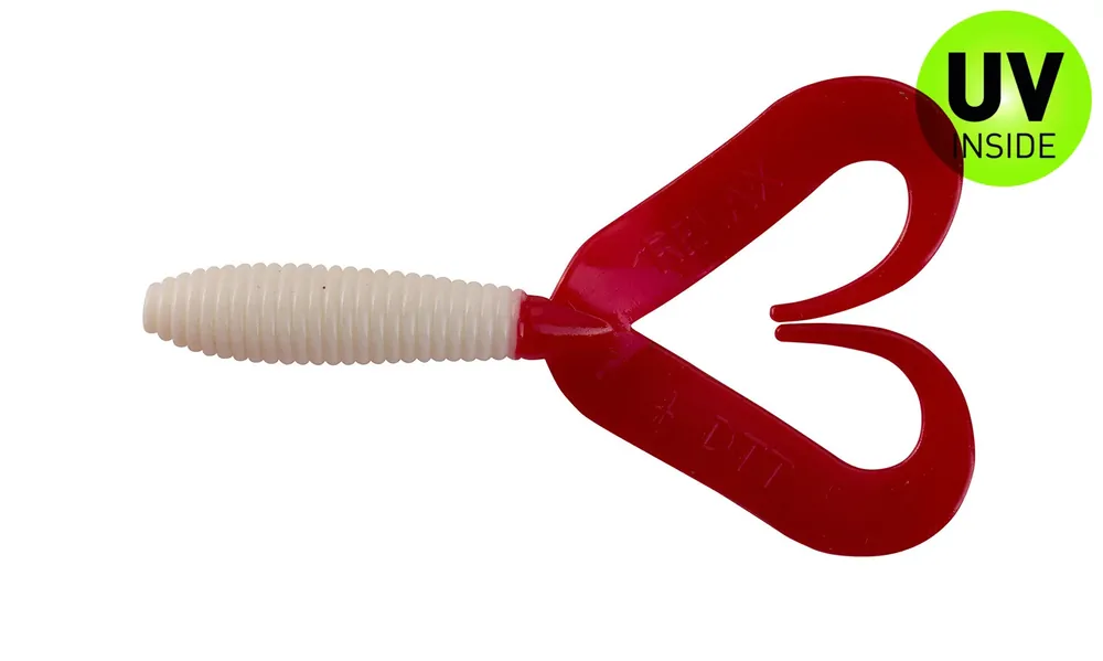 Sezónní Sleva Relax Twister Doubletail 4 cm (1,75") Reinweiß Red-Tail 5 Stück