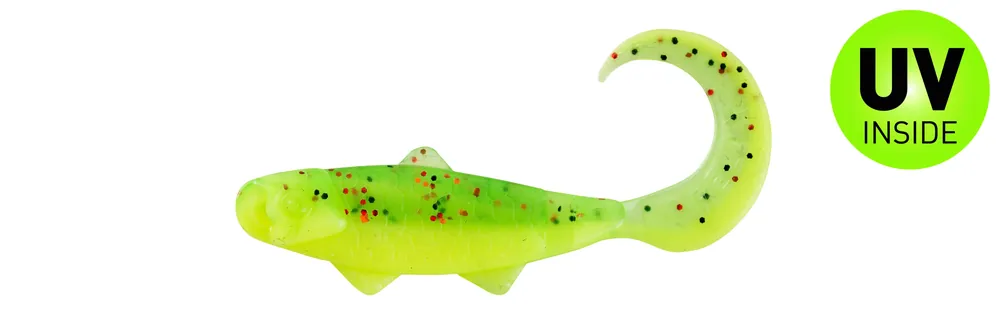 Relax Banjo Twister 3,5 cm (1,5") Fluogelb / Grün-Glitter 5 Stück Speciální Cena