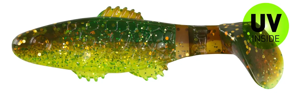 Relax Killer Shad 8 cm (3") Grün-ChartreuseGlitter Motoroil-Glitter 3 Stück Kup Teď