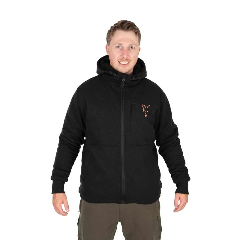 Fox Collection Sherpa Jacket Schwarz-Orange Large Speciální Cena