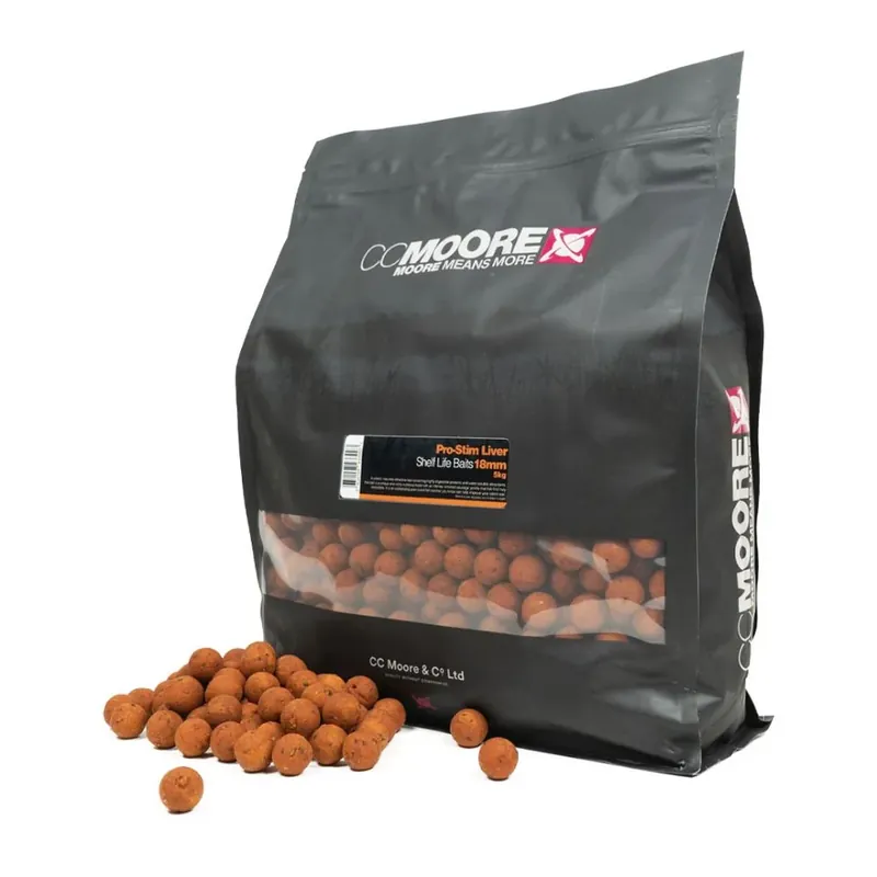 Omezená Nabídka CC Moore Pro-Stim Liver Shelf Life Boilies 18 mm 5 kg