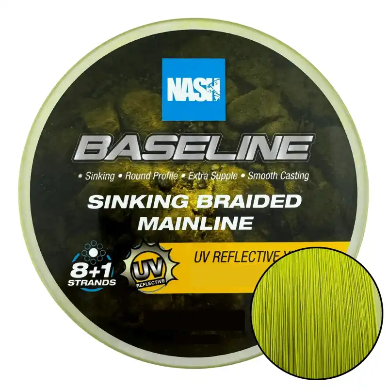 Nash Baseline Sinking Braid UV Yellow 0,35 mm 40 lbs 1200 m Nakupujte Hned