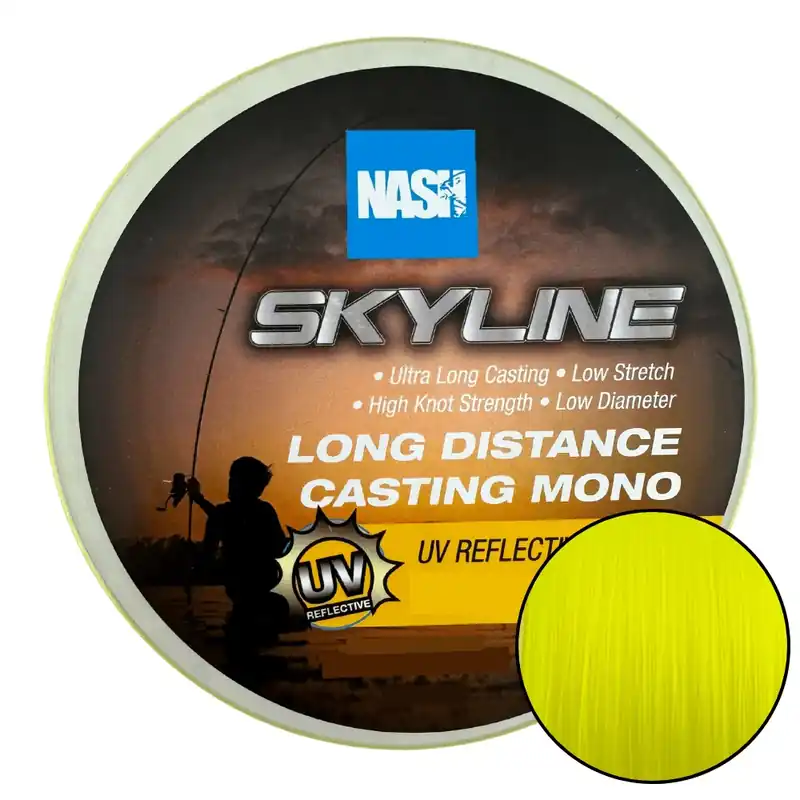 Nash Skyline Long Distance Mono UV Yellow 0,30 mm 12 lbs 1000 m Vrácení Zdarma