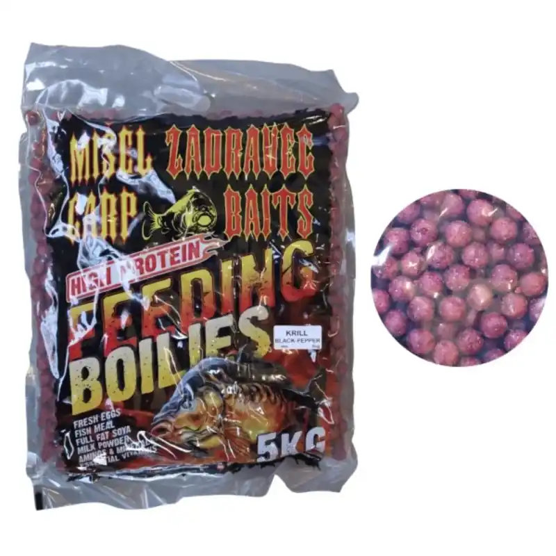 Omezená Nabídka Zadravec Baits High Protein Feeding Boilies Krill Black Pepper 16 mm 5kg