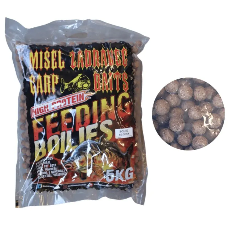 Aktuální Zadravec Baits High Protein Feeding Boilies Squid Scopex 20 mm 5kg