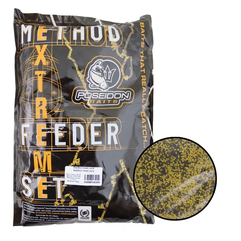 Poseidon Method Feeder Set Halibut Sweet Corn Pellet + Booster Přímo Od Výrobce