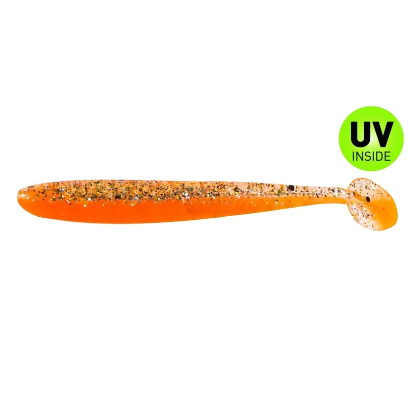 Ověřený Relax Bass Shad 9 cm (3") Orange Klar-Gold Schwarz-Glitter 10 Stück