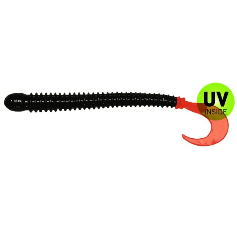 Zlevněný SX Drop Shot Ringer Worm 10,5 cm (4") Black Firetail 5 Stück