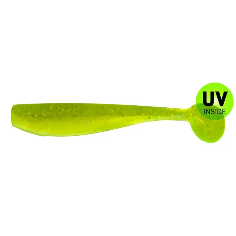 Relax King Shad 8 cm (3") Fluogelb Fluogrün-Glitter 10 Stück Speciální Cena
