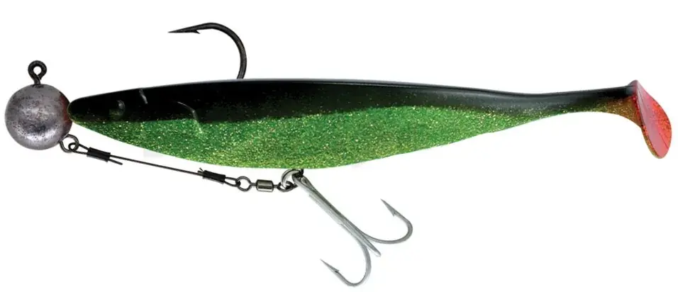 Objednat Nyní Relax Megalodon 30 cm (12“) Grün Chartreude Glitter Schwarz 1 Stück montiert HMEG 16/0 240g mit Beihänger