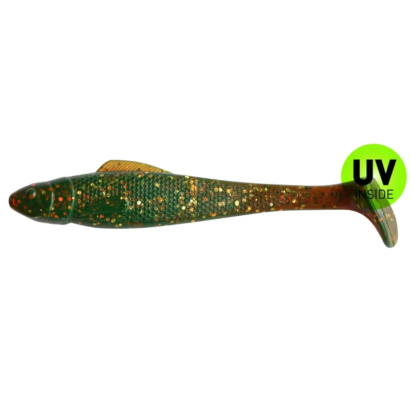 Relax Ohio Shad 11 cm (4") Motoroil Gold Glitter 10 Stück Poslední Šance