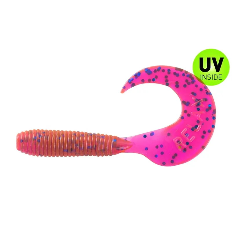 Relax Twister regulär 6 cm (2,5") Crawfish-Violett-Electric Blue-Glitter 5 Stück Sezónní Sleva