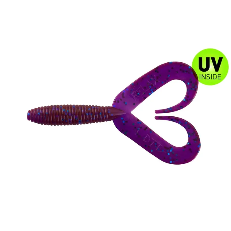 Kup Teď Relax Twister Doubletail regulär 7 cm (3") Crawfish Violett Electric Blue Glitter 10 Stück