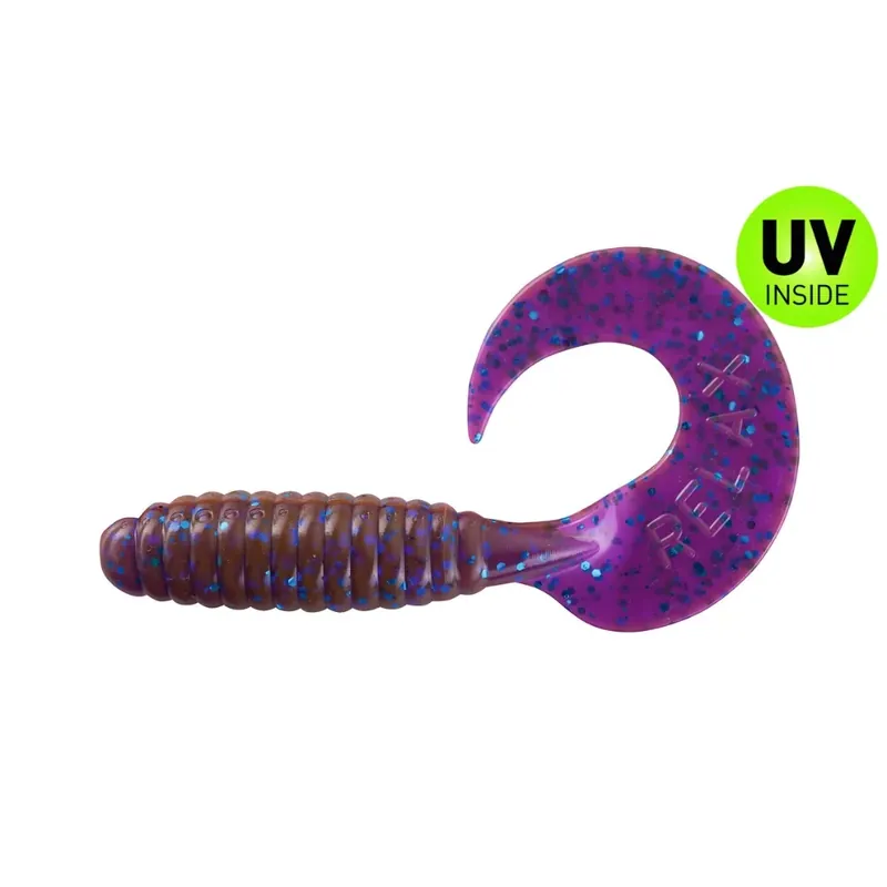 Relax Twister regulär 8 cm (4") Crawfish Violett Electric Blue Glitter 10 Stück Novinka