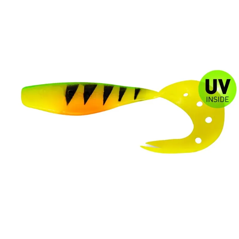 Časově Omezené SX Sandra Twister 12 cm (4,5") Fluogelb Schwarz Zander 3 Stück