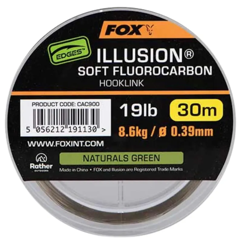 Hit Sezóny Fox Edges Illusion S Fluocarbon Hooklink - Vorfach 0,39 mm 8,6 kg 30m Grün